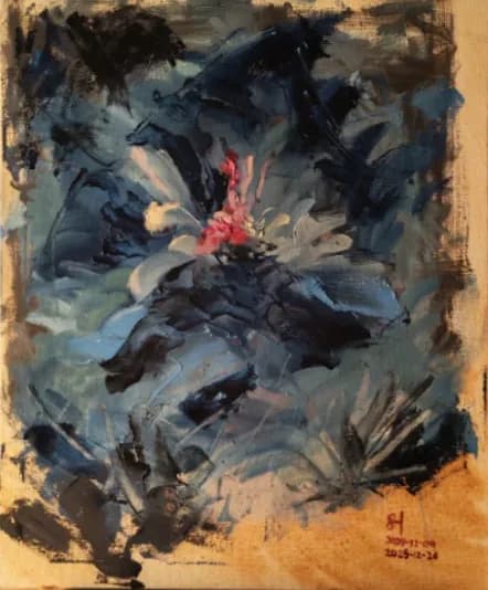 After: straightened, cropped photo of the painting with the background removed